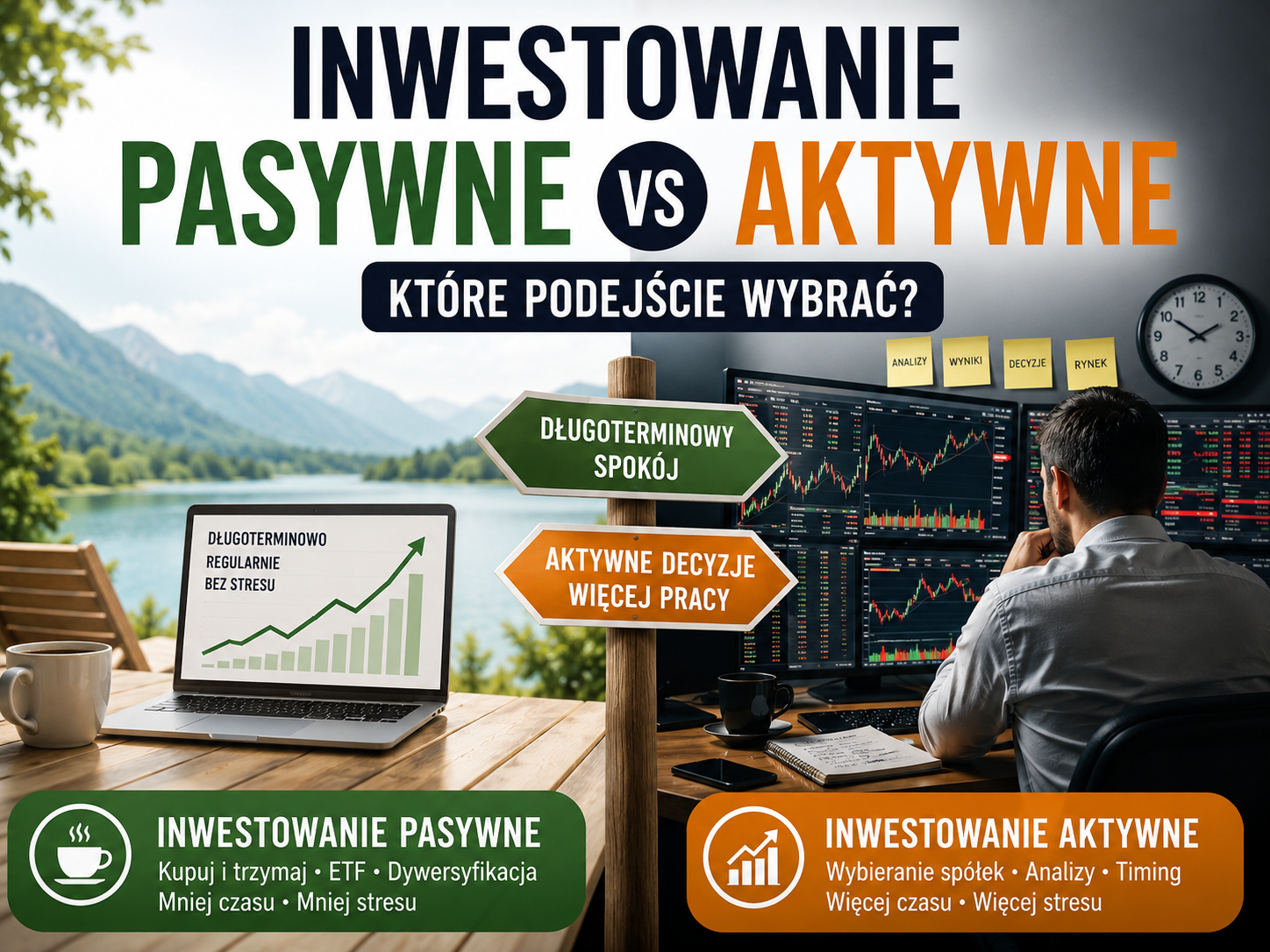 inwestowanie pasywne vs aktywne okładka